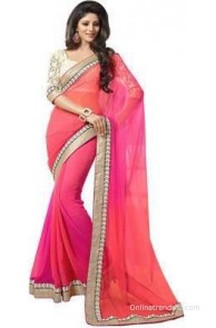 ST saree Solid Bollywood Georgette Sari